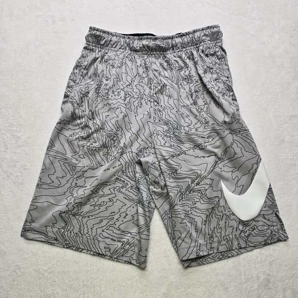 Nike Other - Nike Dri-FIT Topographic Print Basketball Shorts Grey White Kids Boys XL